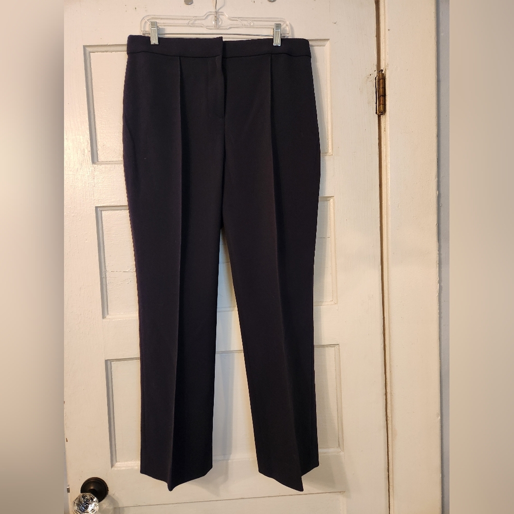 Tory Burch Pants, Twill Khaki In Navy Blue, Wool Blend, Sz 12 NWT Office Classic